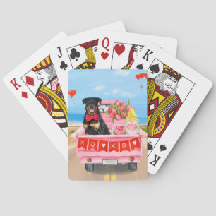 Rottweiler Dog Valentijnsdag Truck Hearts Pokerkaarten