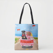 Rottweiler Dog Valentijnsdag Truck Hearts Tote Bag (Voorkant)