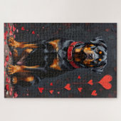 Rottweiler Dog Valentine's Day Heart Collar Art Legpuzzel (Horizontaal)