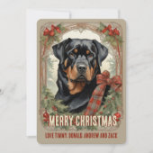 Rottweiler Dog Vintage Kerst Kaart (Voorkant)