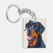 Rottweiler | Dog Watercolor Pet Painting Sleutelhanger (Voorkant Links)