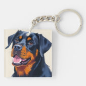 Rottweiler | Dog Watercolor Pet Painting Sleutelhanger (Achterkant)