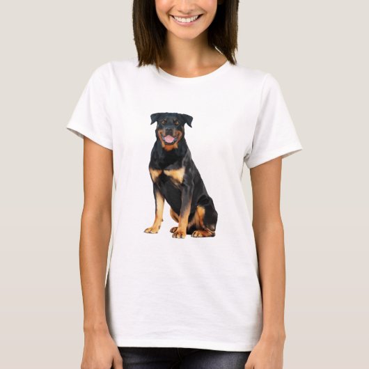 Rottweiler Dog Waterverf Kunst Schilderen T-shirt (Voorkant)