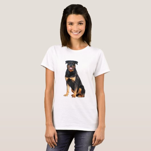 Rottweiler Dog Waterverf Kunst Schilderen T-shirt (Voorkant volledig)