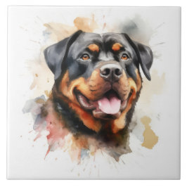Rottweiler, Dog, waterverf Tegeltje