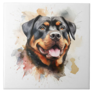 Rottweiler, Dog, waterverf Tegeltje