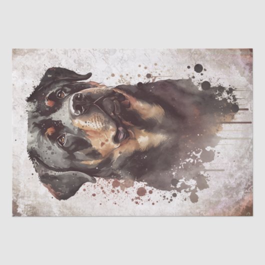 Rottweiler Dog Waterverf Tissuepapier (Voorkant)