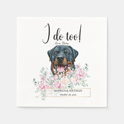 Rottweiler Dog Wedding Cocktail Napkins Servet (Voorkant)