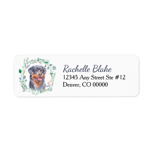 Rottweiler Dog Wreater Return Address Etiket (Voorkant)