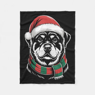 Rottweiler Dog Xmas Santa Hat Sjaal Kerstkosten Fleece Deken