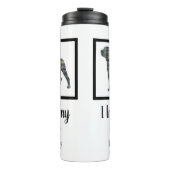 Rottweiler Dog Yellow & Blue Grid Silhouette Thermosbeker (Voorkant)