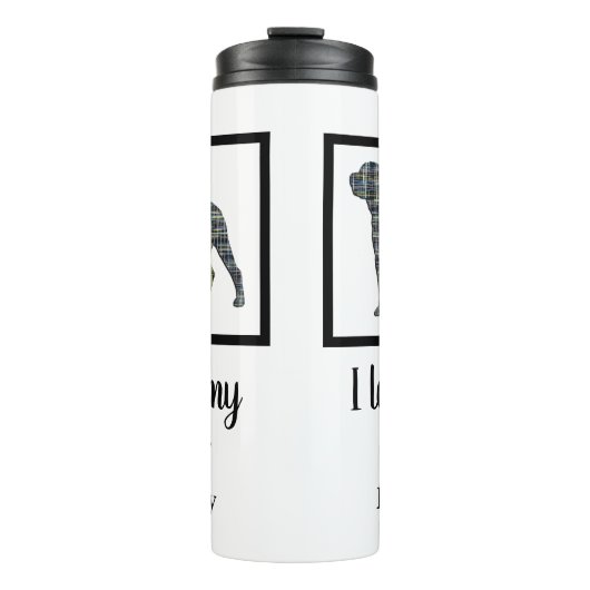 Rottweiler Dog Yellow & Blue Grid Silhouette Thermosbeker (Voorkant)