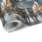 Rottweiler Dogs Christmas Snow Holiday Cadeaupapier (Rol Hoek)