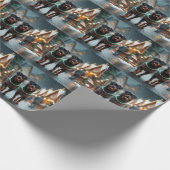 Rottweiler Dogs Christmas Snow Holiday Cadeaupapier (Hoek)