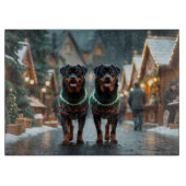 Rottweiler Dogs Christmas Snow Holiday Snijplank (Voorkant)