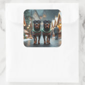 Rottweiler Dogs Christmas Snow Holiday Vierkante Sticker (Tas)