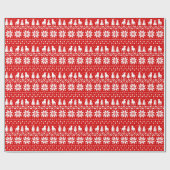 Rottweiler Dogs Kerstfeestdag Pattern Red Xmas Cadeaupapier (Vlak)