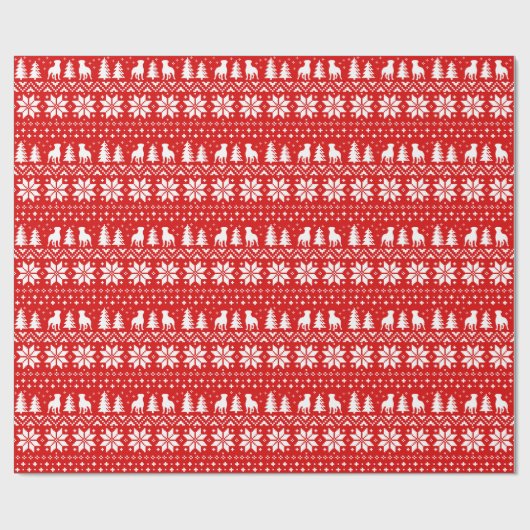 Rottweiler Dogs Kerstfeestdag Pattern Red Xmas Cadeaupapier (Vlak)
