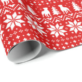 Rottweiler Dogs Kerstfeestdag Pattern Red Xmas Cadeaupapier (Rol Hoek)