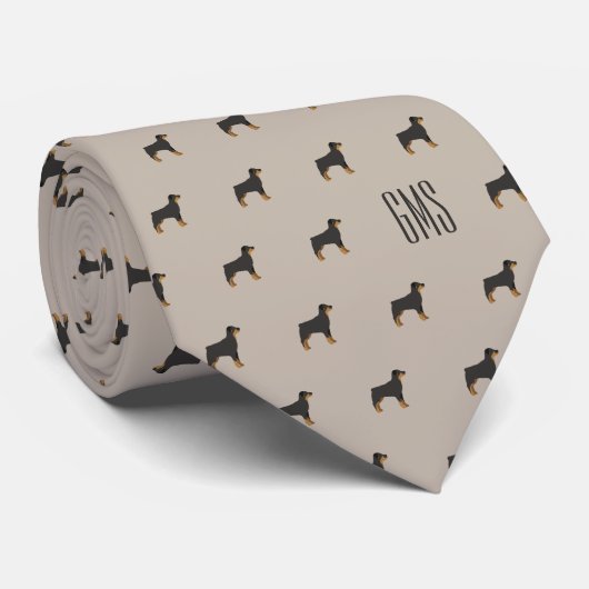 Rottweiler Dogs Pattern Monogrammed Stropdas (Opgerold)