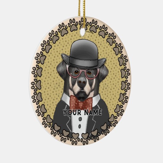 Rottweiler draagt bril keramisch ornament (Rechts)