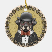 Rottweiler draagt bril keramisch ornament (Voorkant)