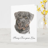 Rottweiler Droevig voor Uw Kaart van het Verlies (Gele Bloem)