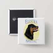 Rottweiler Eggstra Special Vierkante Button 5,1 Cm (Voorkant /achterkant)