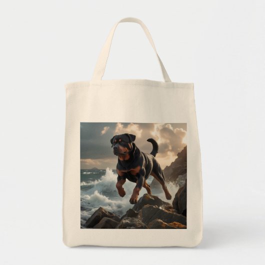 Rottweiler Elegant Grocery Canvas tas (Voorkant)