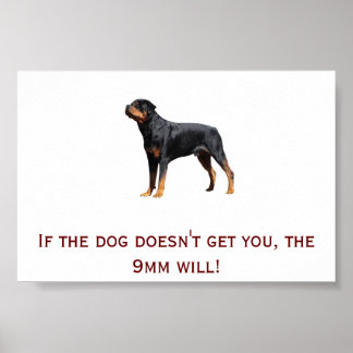 Rottweiler en 9 mm poster