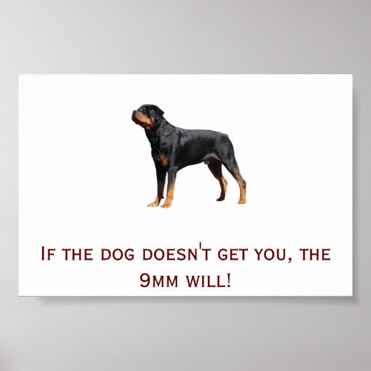 Rottweiler en 9 mm poster (Voorkant)