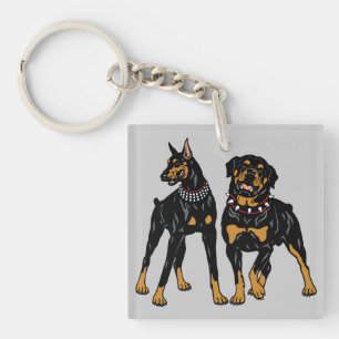 rottweiler en doberman sleutelhanger