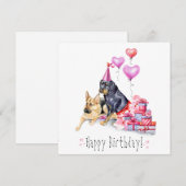 Rottweiler en German Shepard Birthday Card - Squar Feestdagenkaart (Voorkant / Achterkant)