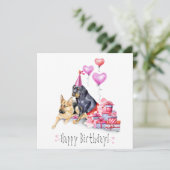 Rottweiler en German Shepard Birthday Card - Squar Feestdagenkaart (Staand voorkant)