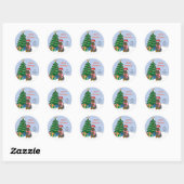 Rottweiler en Kerstboom Ronde Sticker (Vel)