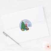Rottweiler en Kerstboom Ronde Sticker (Envelop)