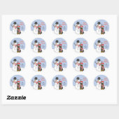 Rottweiler en Sneeuwman Ronde Sticker (Vel)