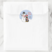 Rottweiler en Sneeuwman Ronde Sticker (Tas)