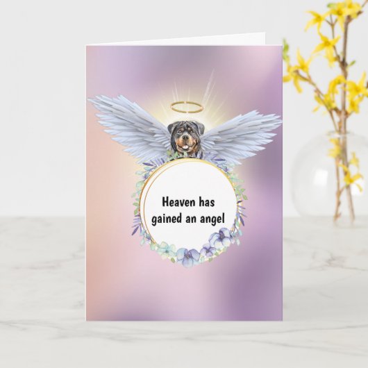 Rottweiler-engelbloem met een schemerroze hemel kaart (Gele Bloem)