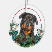 Rottweiler Evergreen Berry Wreath Keramisch Ornament (Links)