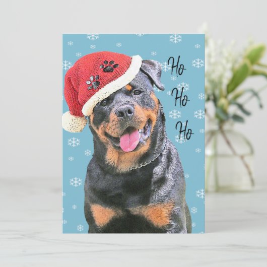 Rottweiler Feestdagenkaart (Staand voorkant)