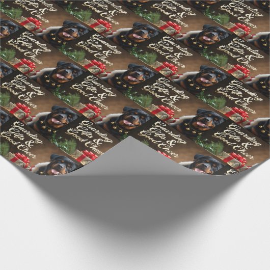 Rottweiler Feestelijke Kerstvakantie Cadeaupapier (Hoek)