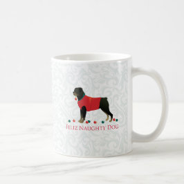 Rottweiler Feliz Naughty Dog-kerstontwerp Koffiemok