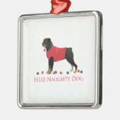Rottweiler Feliz Naughty Dog-kerstontwerp Metalen Ornament (Links)