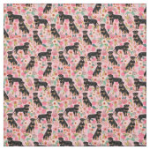Rottweiler  floraals roze stof (Swatch)