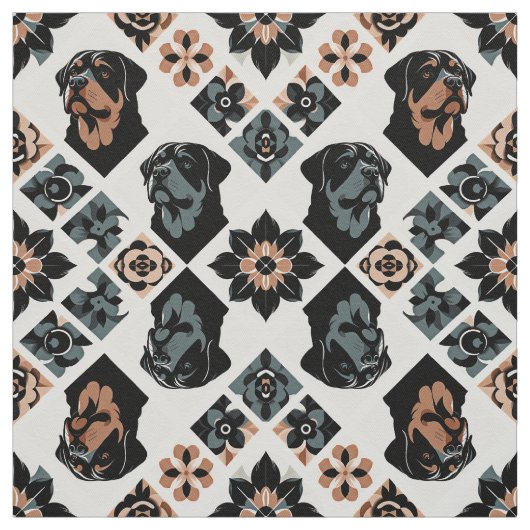 Rottweiler Floral Geometric Pattern Stof (Swatch)