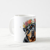 Rottweiler Flower Crown Koffiemok (Voorkant links)