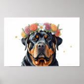 Rottweiler Flower Crown Poster (Voorkant)
