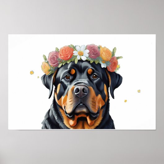 Rottweiler Flower Crown Poster (Voorkant)