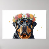Rottweiler Flower Crown Poster (Voorkant)